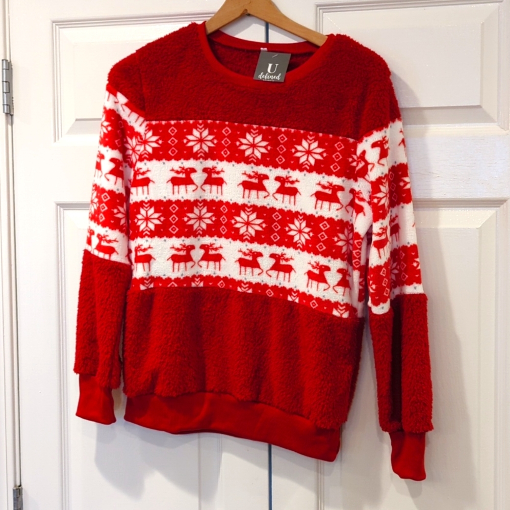 Fuzzy holiday sweatshirt